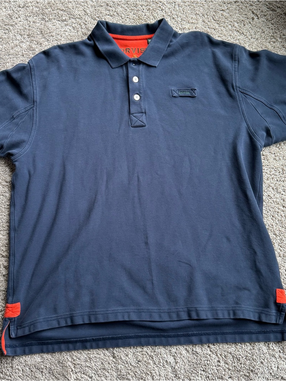 Orvis Signature Men's Navy Polo Shirt Heavyweight Fly Fishing Logo XL